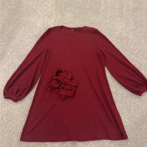 SHEIN CURVE Red Waffle Knot Dress Size: 1XL